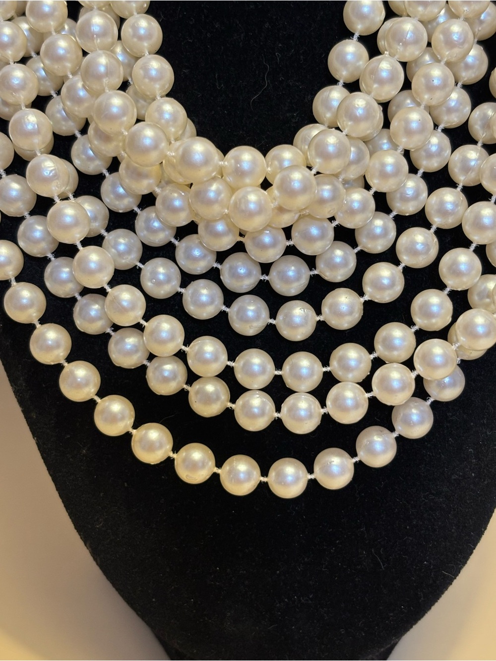 Vintage Richelieu Multi-Strand Creamy Faux Pearl Choker/Necklace 13.5”+2.5” - Picture 2 of 11